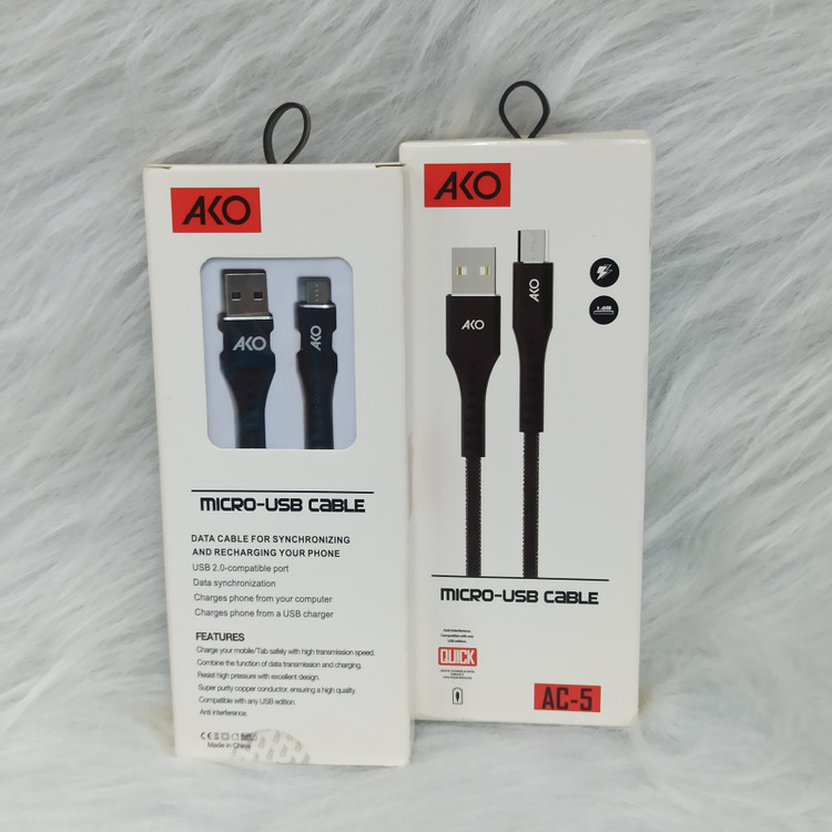 کابل میکرو Ako مدل Ac-5 فست شارژ ضدبرش اصل چین