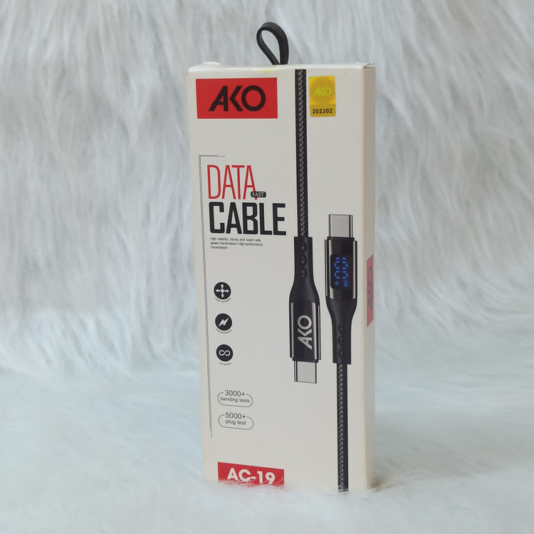 کابل تایپ سی به تایپ سی آکو AKO مدل AC_19 فست شارژ پرقدرت مناسب گوشی